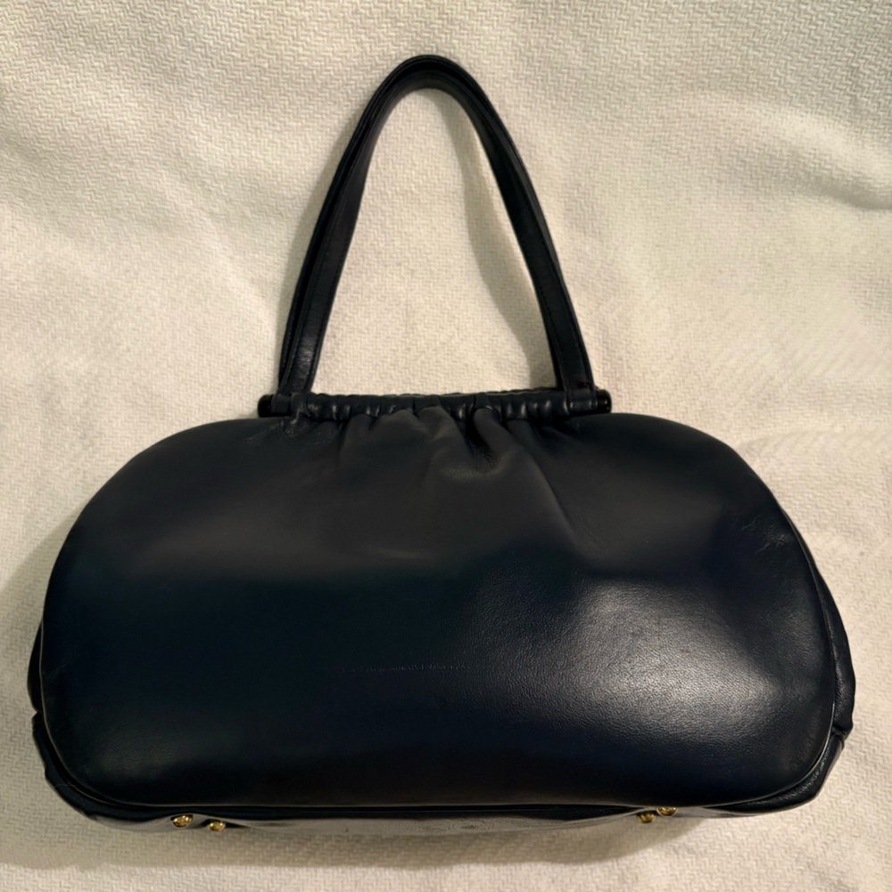Classic Black Leather Satchel Handbag